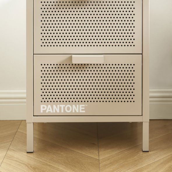 Table de chevet PANTONEmétal taupe double tiroirs 40cm