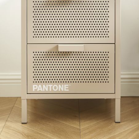 Table de chevet PANTONEmétal taupe double tiroirs 40cm