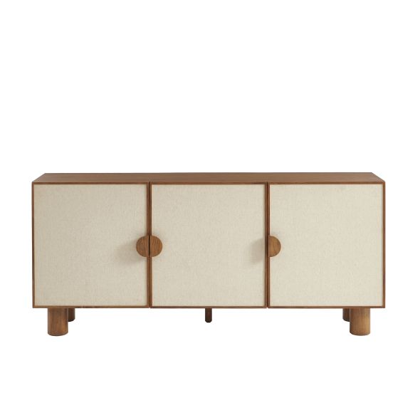 Buffet GASTON 3 portes placage frêne cannage 170cm