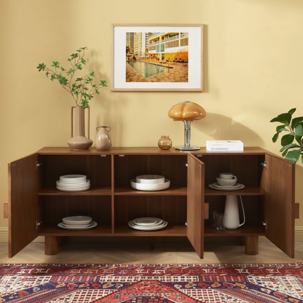 Buffet GASTON 3 portes placage frêne cannage 170cm