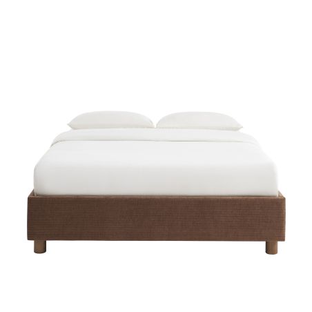 Lit coffre KORALL tissu bouclettes écru 160x200 sommier