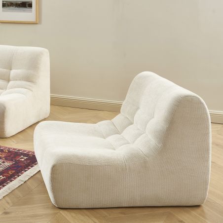 Chauffeuse JANIS modulable 1 place tissu chenille écru