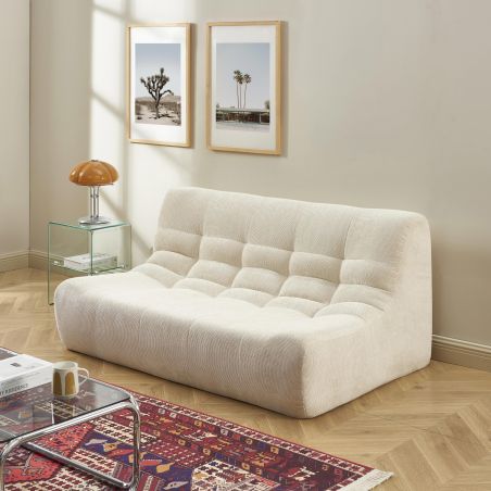 Banquette JANIS modulable 2 places tissu chenille écru