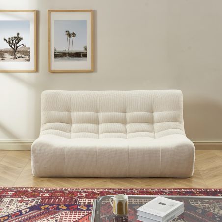 Banquette JANIS modulable 2 places tissu chenille écru