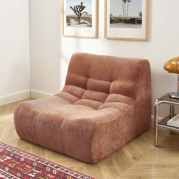 Chauffeuse JANIS modulable 1 place tissu chenille terracotta