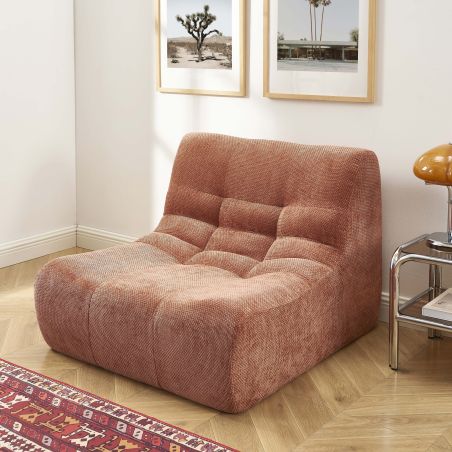 Chauffeuse JANIS modulable 1 place tissu chenille terracotta
