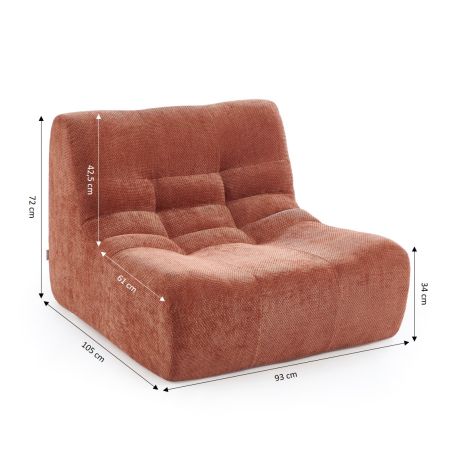 Chauffeuse JANIS modulable 1 place tissu chenille terracotta
