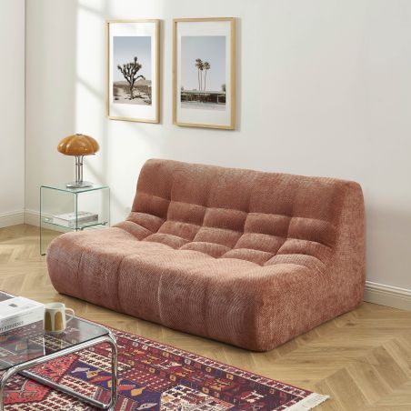 Banquette JANIS modulable 2 places tissu chenille terracotta