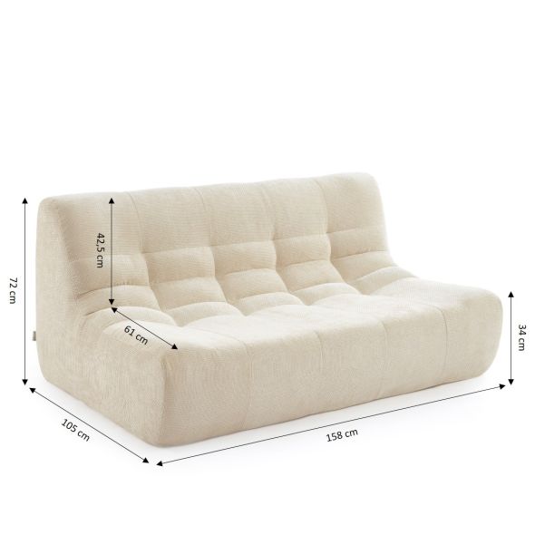 Banquette JANIS modulable 2 places tissu chenille écru