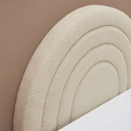 Lit BOO tissu bouclette beige 90x190 sommier inclus