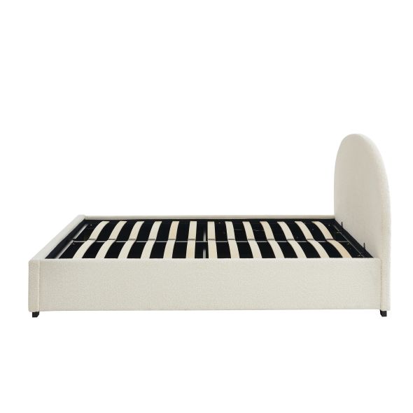 Lit coffre OLAF tissu bouclette écru 160x200 sommier inclus