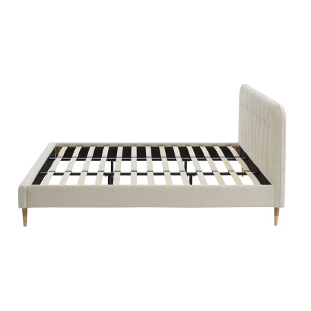 Lit double ANDRE tissu bouclette écru 180x200 sommier inclus