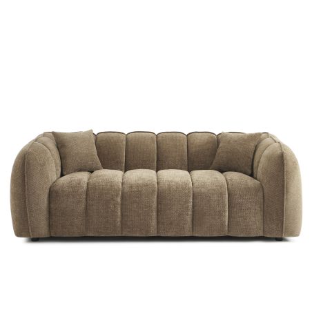 Canapé droit MATILDA 3 places tissu chenille marron