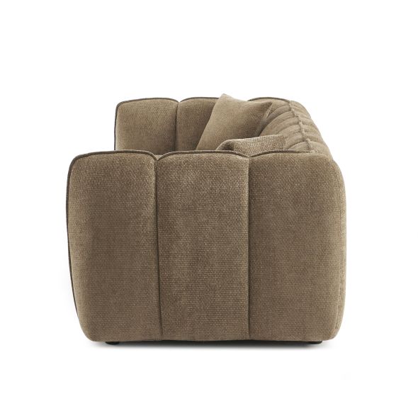 Canapé droit MATILDA 3 places tissu chenille marron