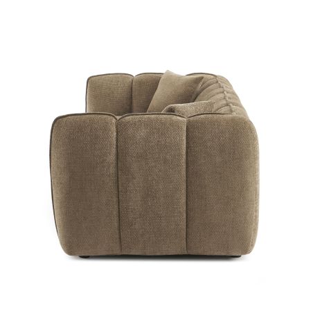 Canapé droit MATILDA 3 places tissu chenille marron