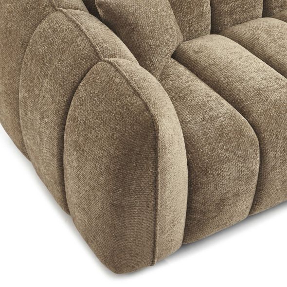 Canapé droit MATILDA 3 places tissu chenille marron