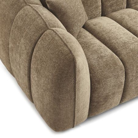 Canapé droit MATILDA 3 places tissu chenille marron