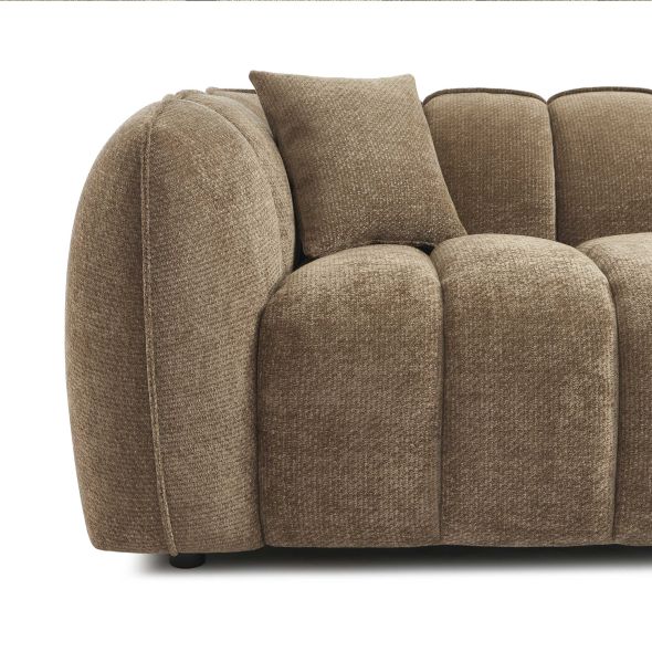Canapé droit MATILDA 3 places tissu chenille marron