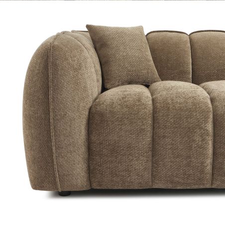 Canapé droit MATILDA 3 places tissu chenille marron