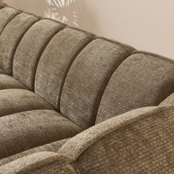 Canapé droit MATILDA 3 places tissu chenille marron
