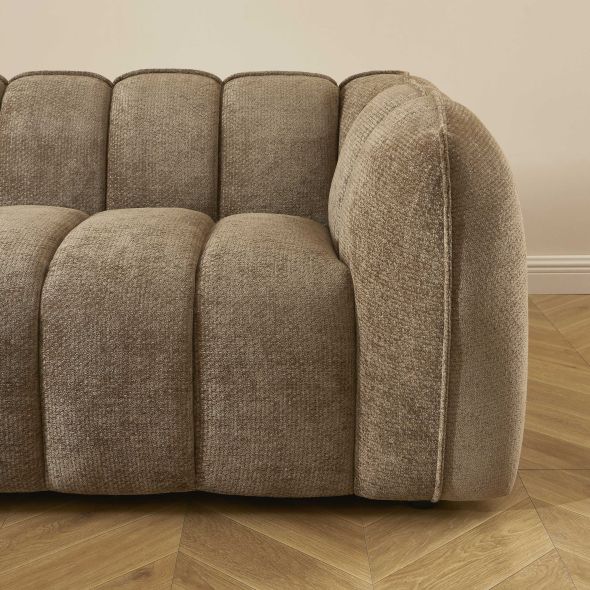 Canapé droit MATILDA 3 places tissu chenille marron