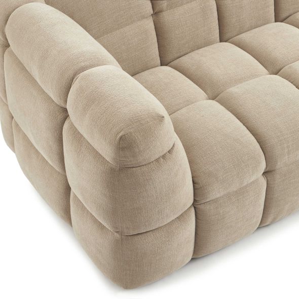 Canapé droit MOODY 3 places tissu lin beige