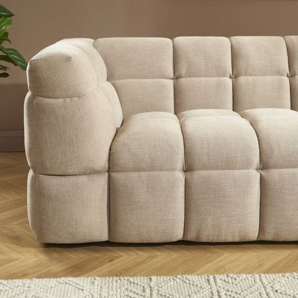 Canapé droit MOODY 3 places tissu lin beige