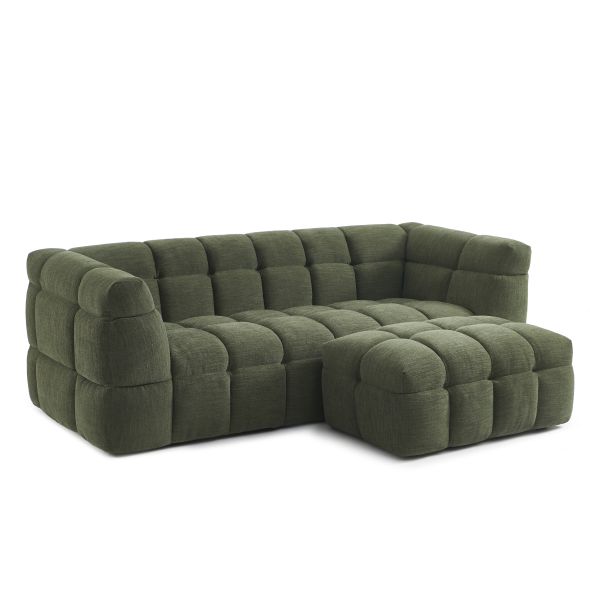 Canapé droit MOODY 3 places tissu lin vert