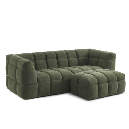 Canapé droit MOODY 3 places tissu lin vert