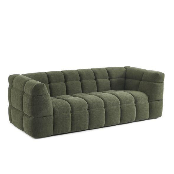 Canapé droit MOODY 3 places tissu lin vert