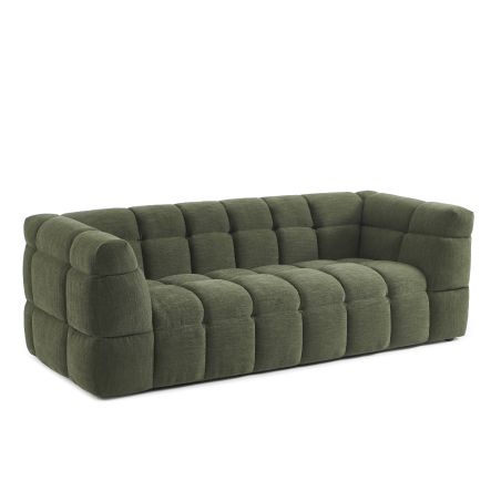 Canapé droit MOODY 3 places tissu lin vert