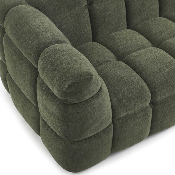 Canapé droit MOODY 3 places tissu lin vert