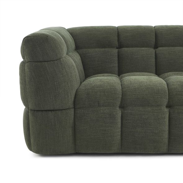 Canapé droit MOODY 3 places tissu lin vert