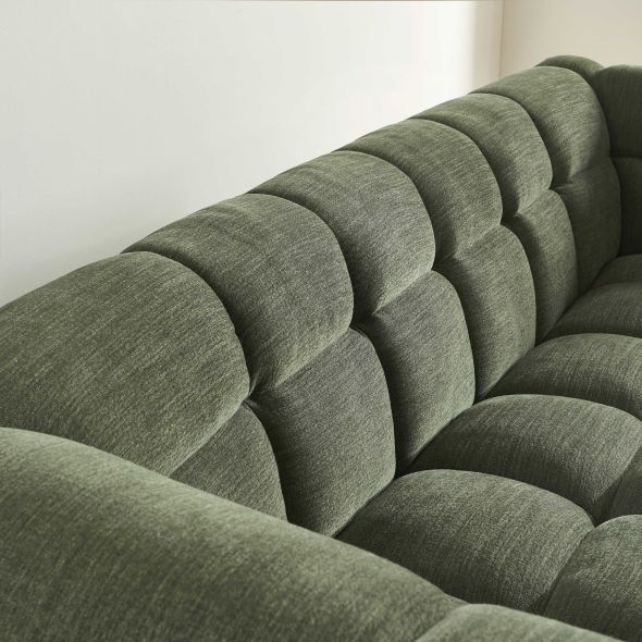 Canapé droit MOODY 3 places tissu lin vert