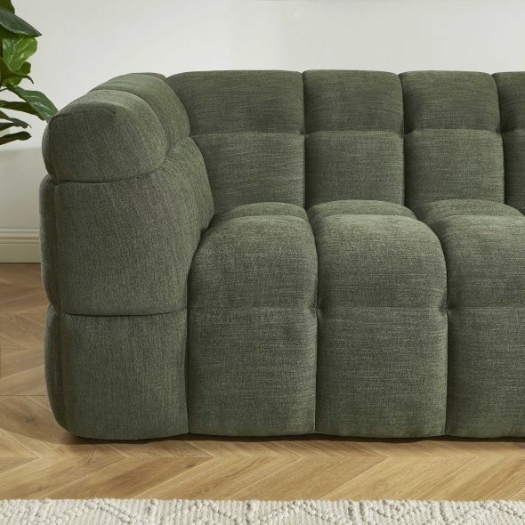 Canapé droit MOODY 3 places tissu lin vert
