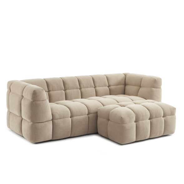 Pouf MOODY tissu lin beige