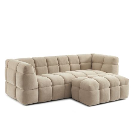 Pouf MOODY tissu lin beige