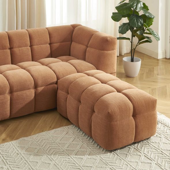 Pouf MOODY tissu lin écureuil
