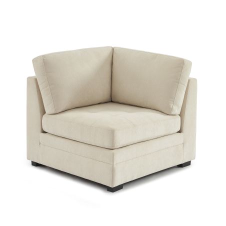 Chauffeuse d'angle BILLIE 1 place tissu chenille beige