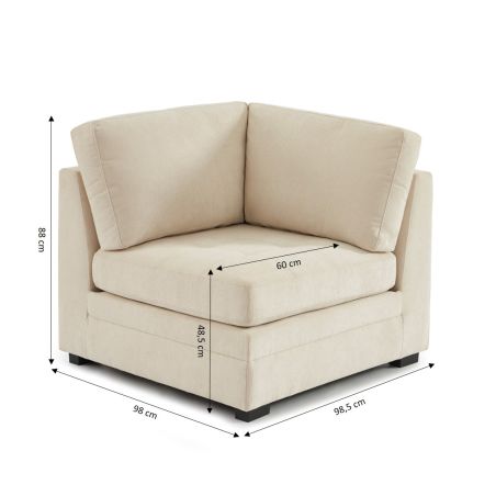 Chauffeuse d'angle BILLIE 1 place tissu chenille beige