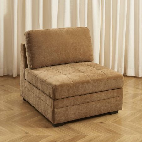 Chauffeuse BILLIE 1 place tissu chenille écureuil