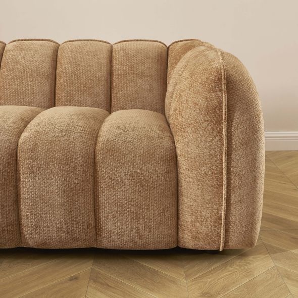 Canapé droit MATILDA 3 places tissu chenille terracotta