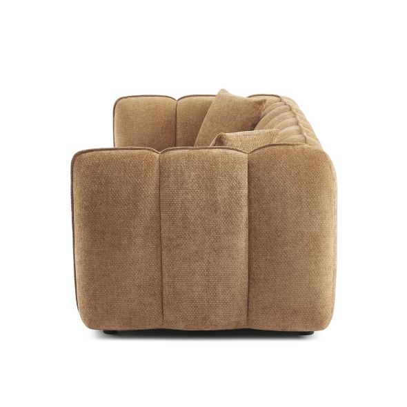 Canapé droit MATILDA 3 places tissu chenille terracotta