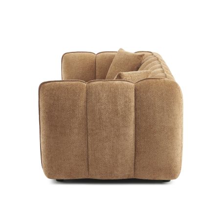 Canapé droit MATILDA 3 places tissu chenille terracotta