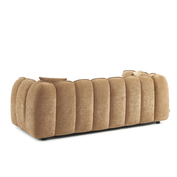 Canapé droit MATILDA 3 places tissu chenille terracotta