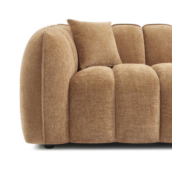 Canapé droit MATILDA 3 places tissu chenille terracotta