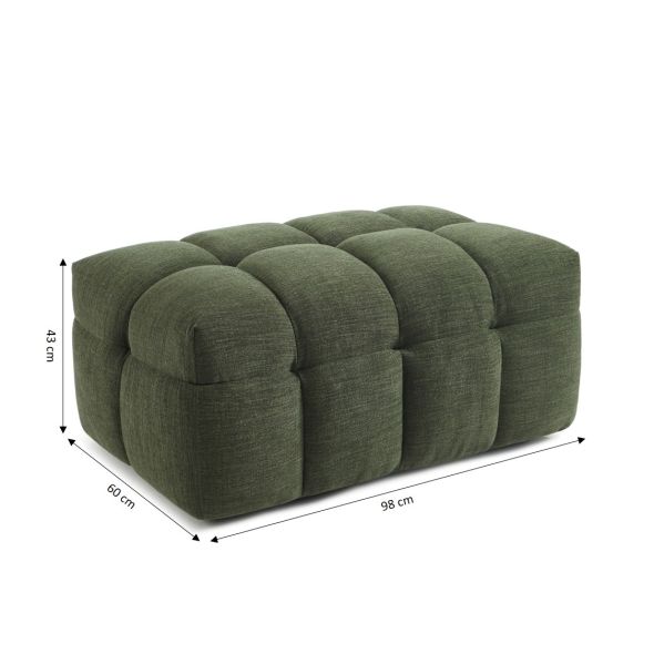 Pouf MOODY tissu lin vert