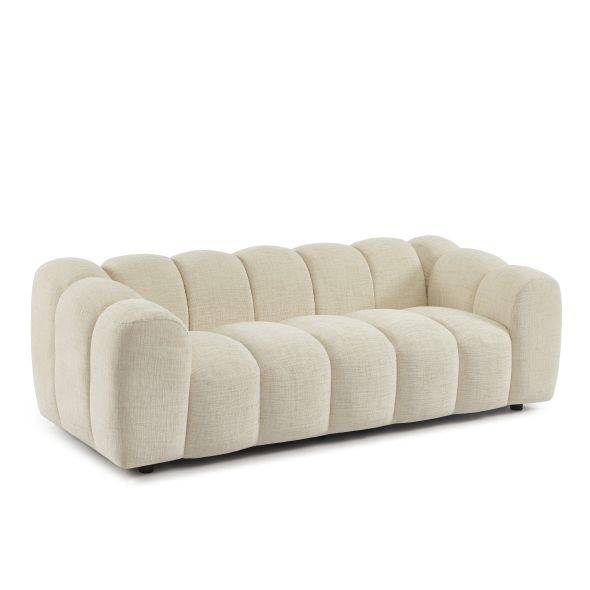 Canapé droit SUNNY 3 places tissu tweed écru