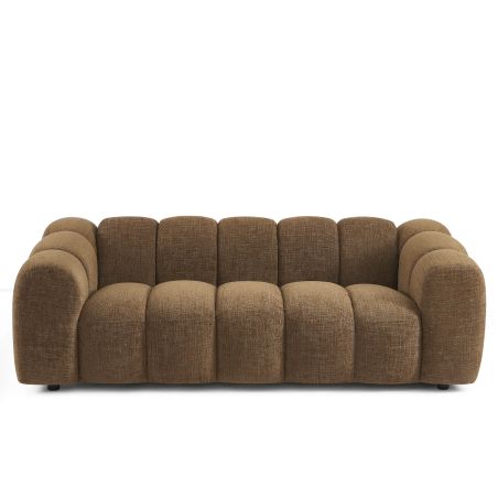 Canapé droit SUNNY 3 places tissu tweed marron