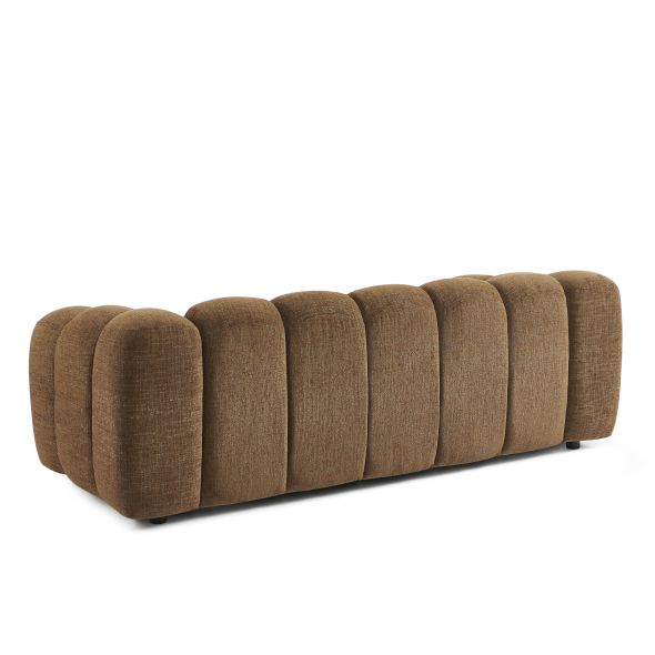 Canapé droit SUNNY 3 places tissu tweed marron